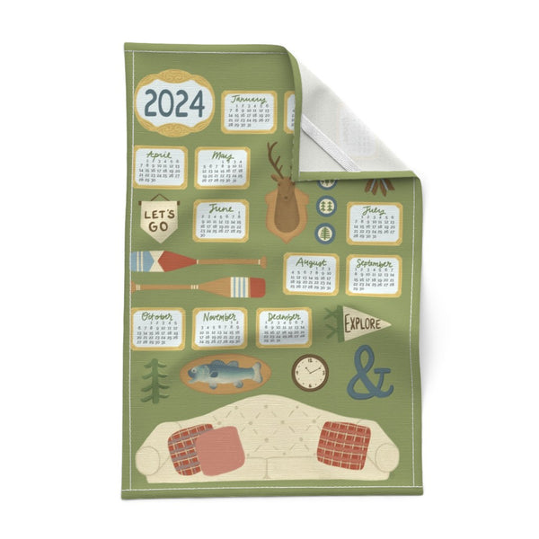 2024 cabincore tea towel calendar