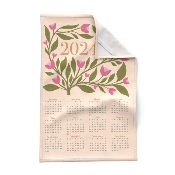 2024 floral tea towel calendar