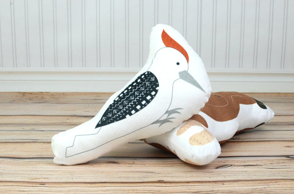 woodpecker cut and sew pillow